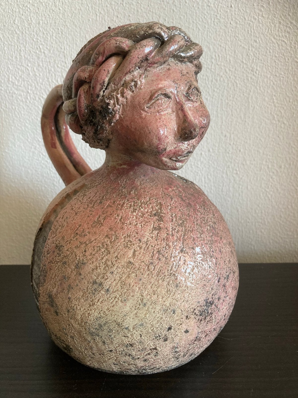 Aardewerk sculptuur roze glazuur stijl Roger Guerin 22cm, Antiek en Kunst, Ophalen of Verzenden