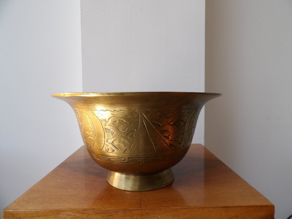 Antieke Chinese Bronzen Kom met Gedetailleerde Gravures, Antiek en Kunst, Ophalen of Verzenden