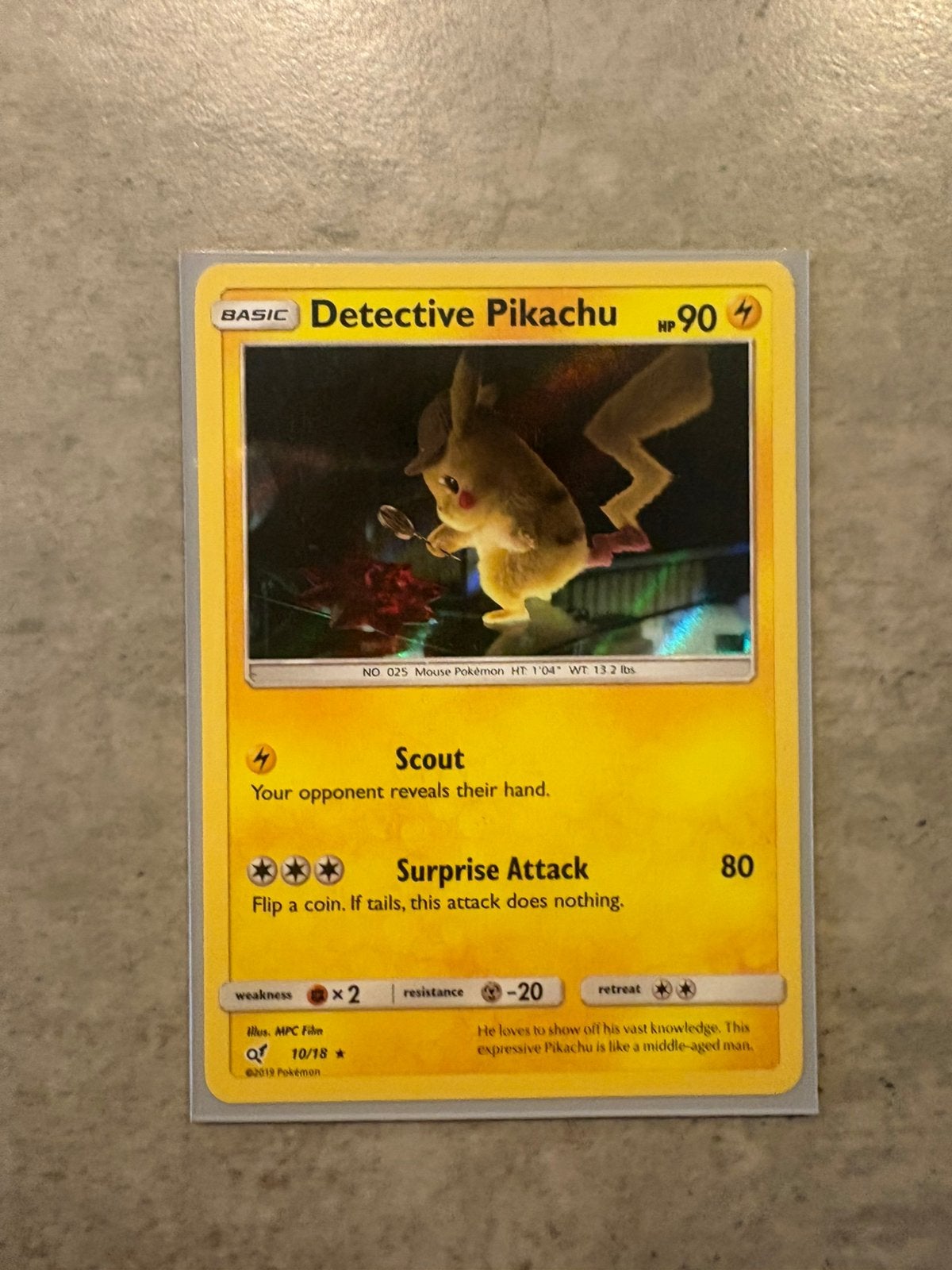 Pokémon Detective Pikachu Holo Rare 10/18 – 2019, Ophalen of Verzenden, Gebruikt, Losse kaart