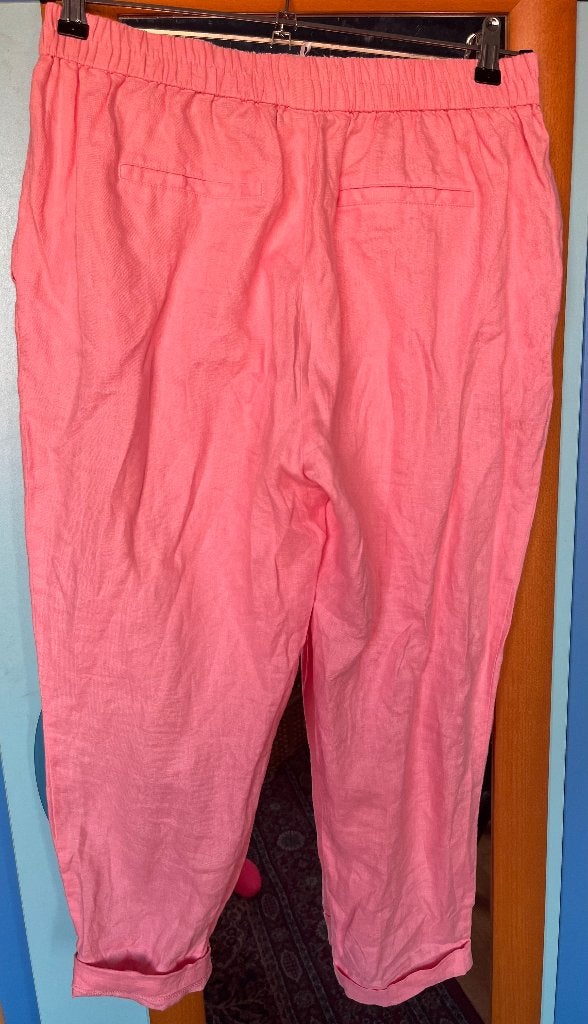 mooie roze linnen zomerbroek Benneton 40/42 een x gedragen, Maat 38/40 (M), Verzenden, Benetton, Zo goed als nieuw