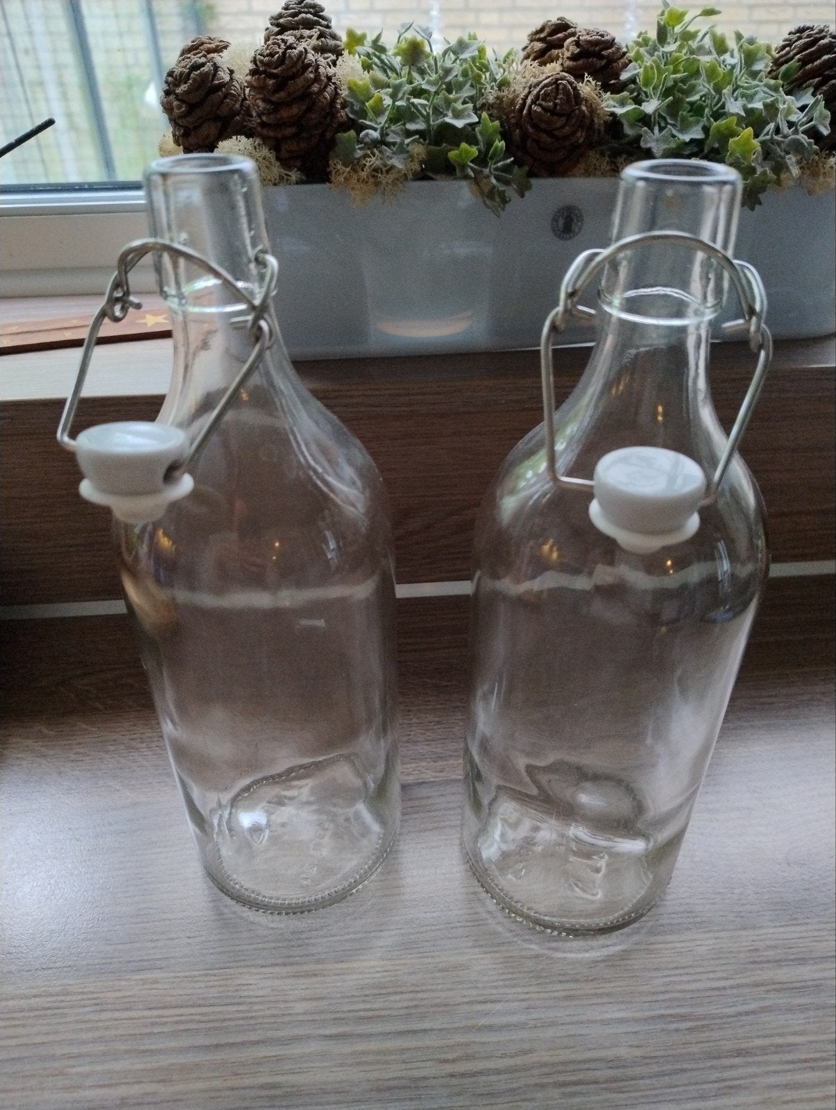 Set van 2 glazen weckflessen met beugelsluiting, Transparant, Ophalen of Verzenden, Geschikt voor droogbloemen, Glas