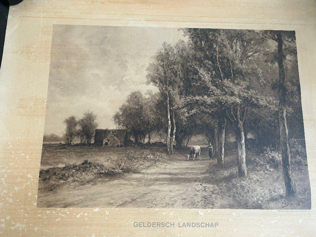 Antieke Litho /Prent P.A. Schipperus - Geldersch Landschap, Antiek en Kunst, Ophalen, Landschappen