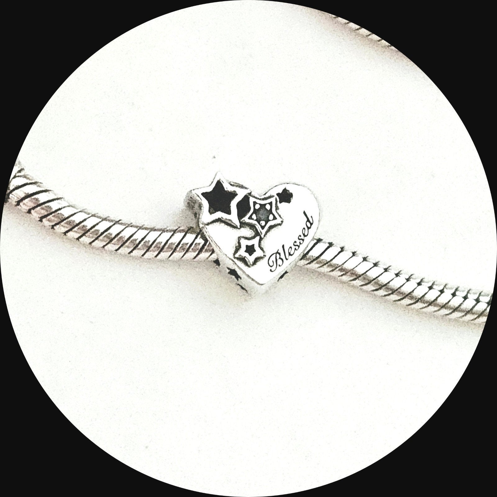 Pandora Hart Sterren Blessed Thankful 799528C01 / blauw, Gebruikt, Pandora, Ophalen of Verzenden, 1 bedel