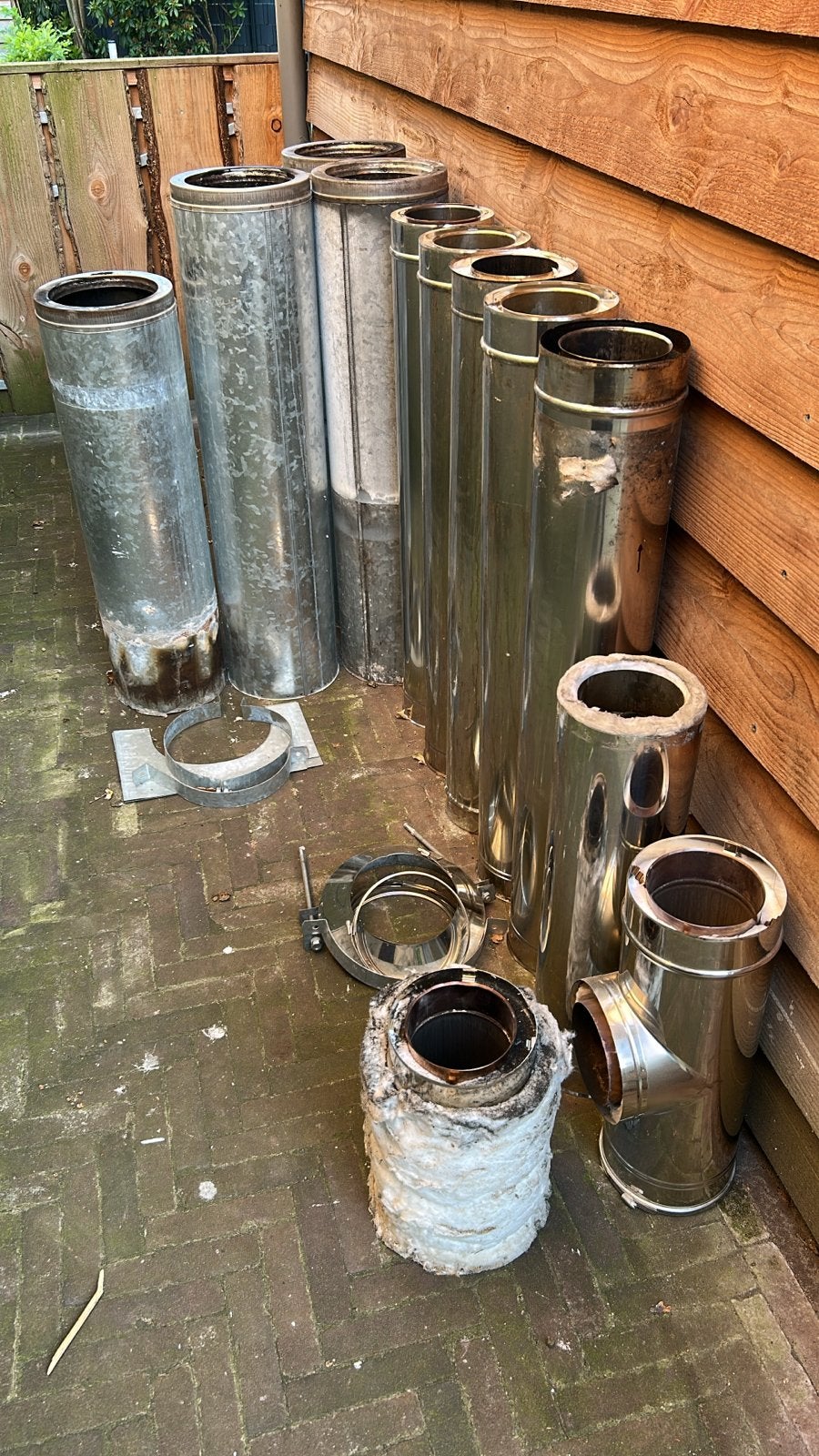 Onderdelen dubbelwandige rookkanaal, Ophalen, Gebruikt, Hout, Houtkachel