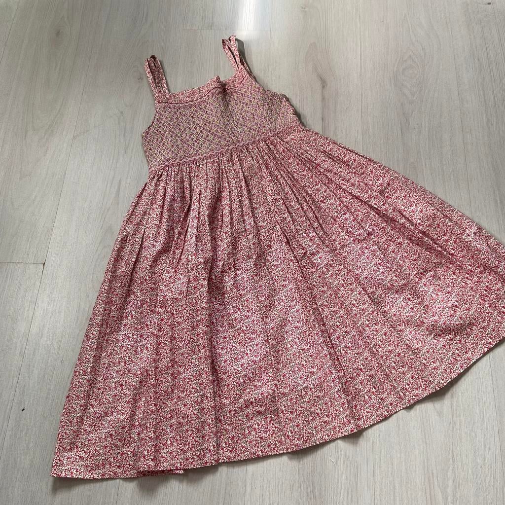 roze gebloemde ANNAFIE klassiek gesmockte jurk  mt 134-140, Verzenden, Zo goed als nieuw, Meisje, Jurk of Rok