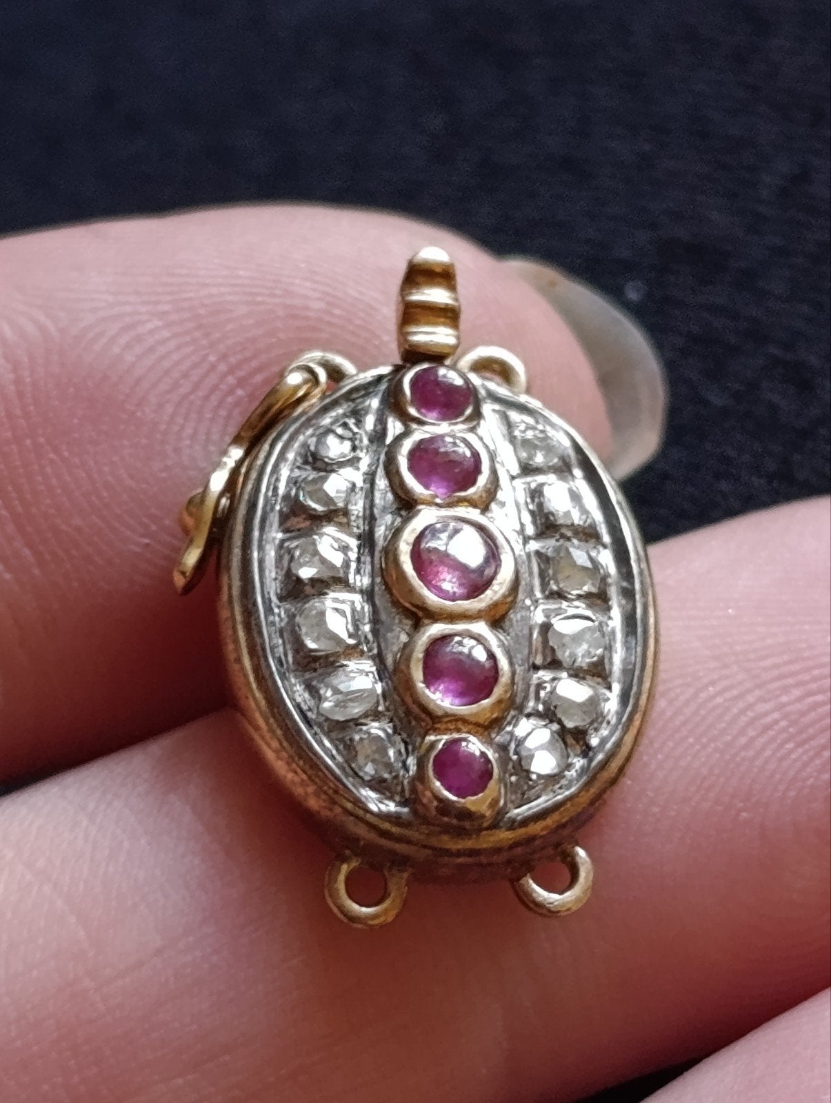 prachtig antiek zwaar gouden slot met diamant en robijn, Ophalen of Verzenden, Goud, Ketting, Met edelsteen