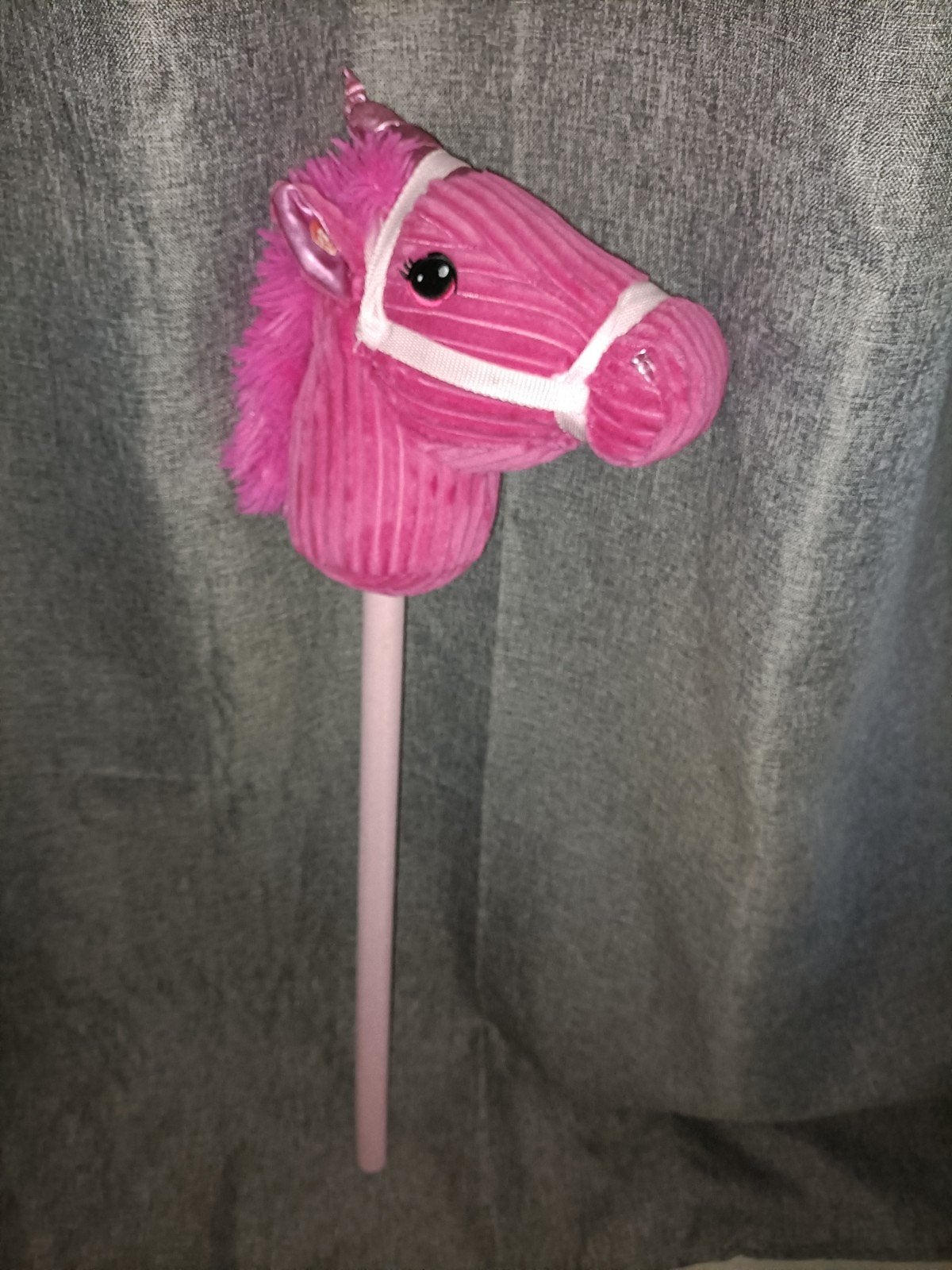 Mooie roze stokpaard met geluidje stokpaardje, Ophalen of Verzenden, Zo goed als nieuw