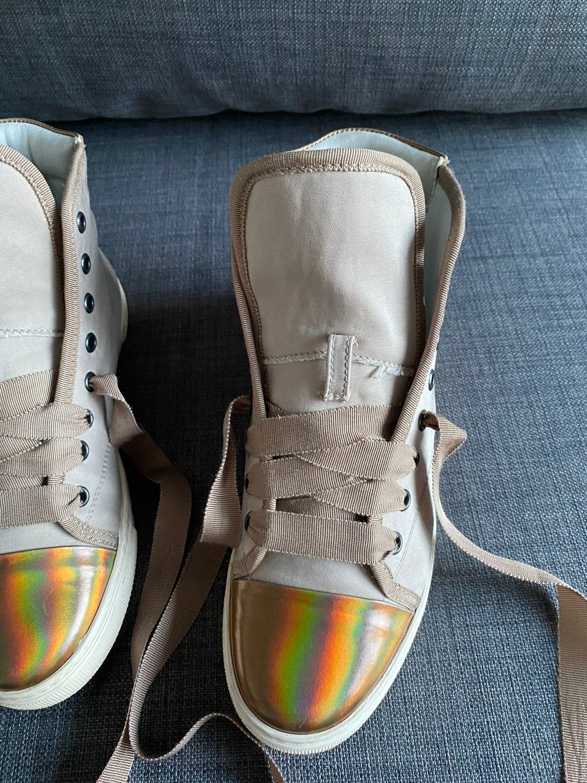 Mooie LANVIN Cap Toe high sneakers-36, Beige, Ophalen of Verzenden, Sneakers of Gympen, Zo goed als nieuw