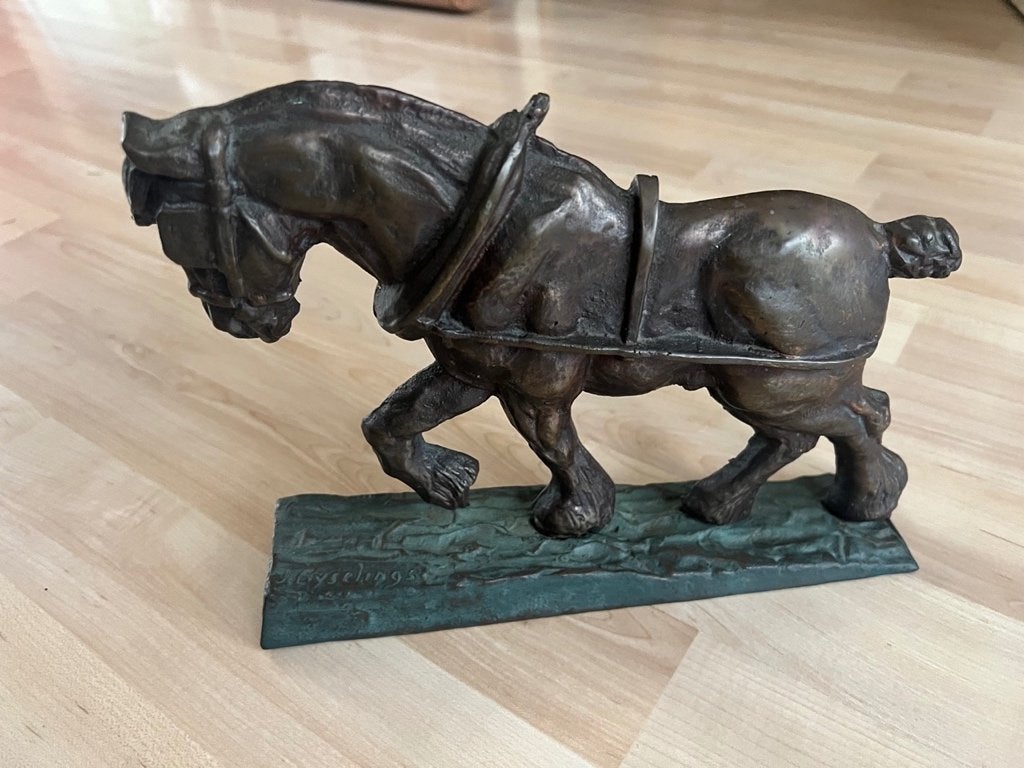 Brons Beeld Boeren Paard, Antiek en Kunst, Ophalen of Verzenden, Brons