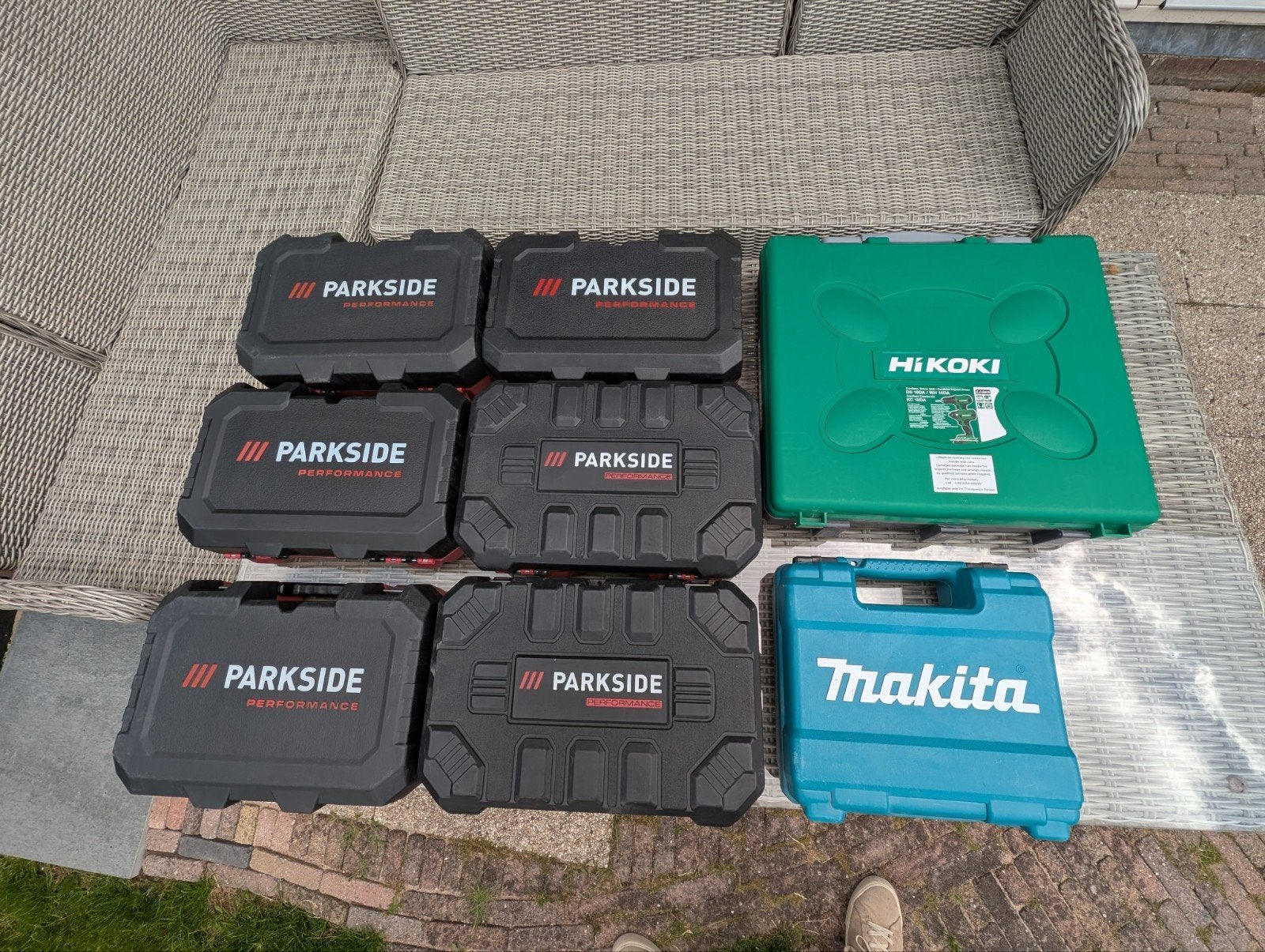 8x Gereedschapskoffers Parkside, HiKOKI, Makita, Ophalen, Gebruikt