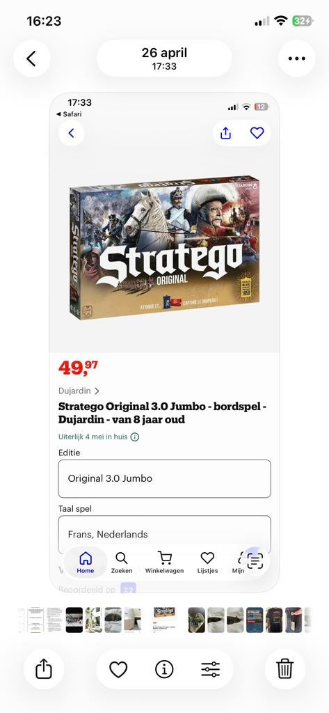 Nieuw Stratego Original 3.0 Jumbo Bordspel, Een of twee spelers, Ophalen of Verzenden, Nieuw