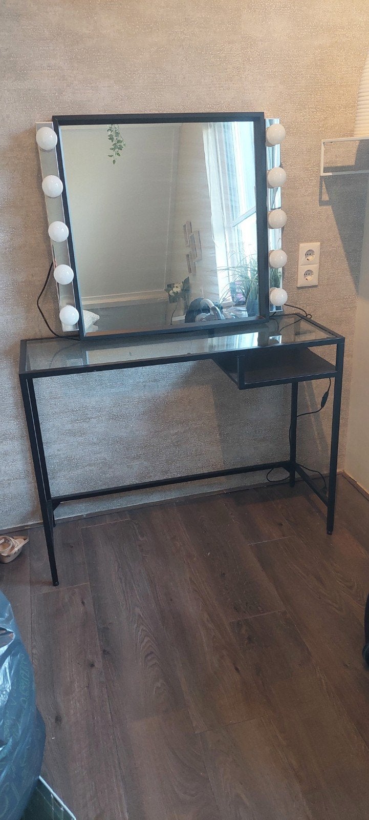 Kaptafel met spiegel en verlichting, Ophalen, Gebruikt, 100 tot 150 cm, 100 tot 150 cm