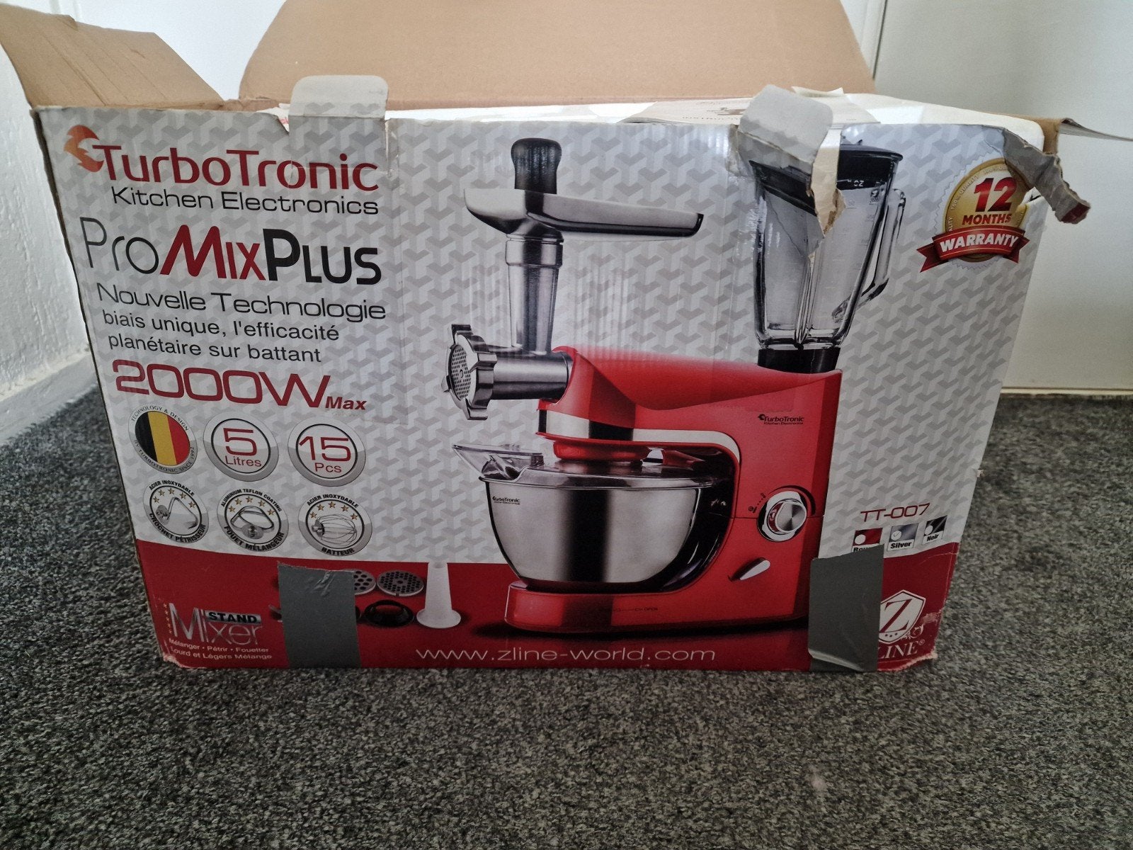 Turbotronic ProMixPlus Keukenmachine 2000W - Nieuw in doos, 4 liter of meer, Ophalen, Nieuw, 3 snelheden of meer