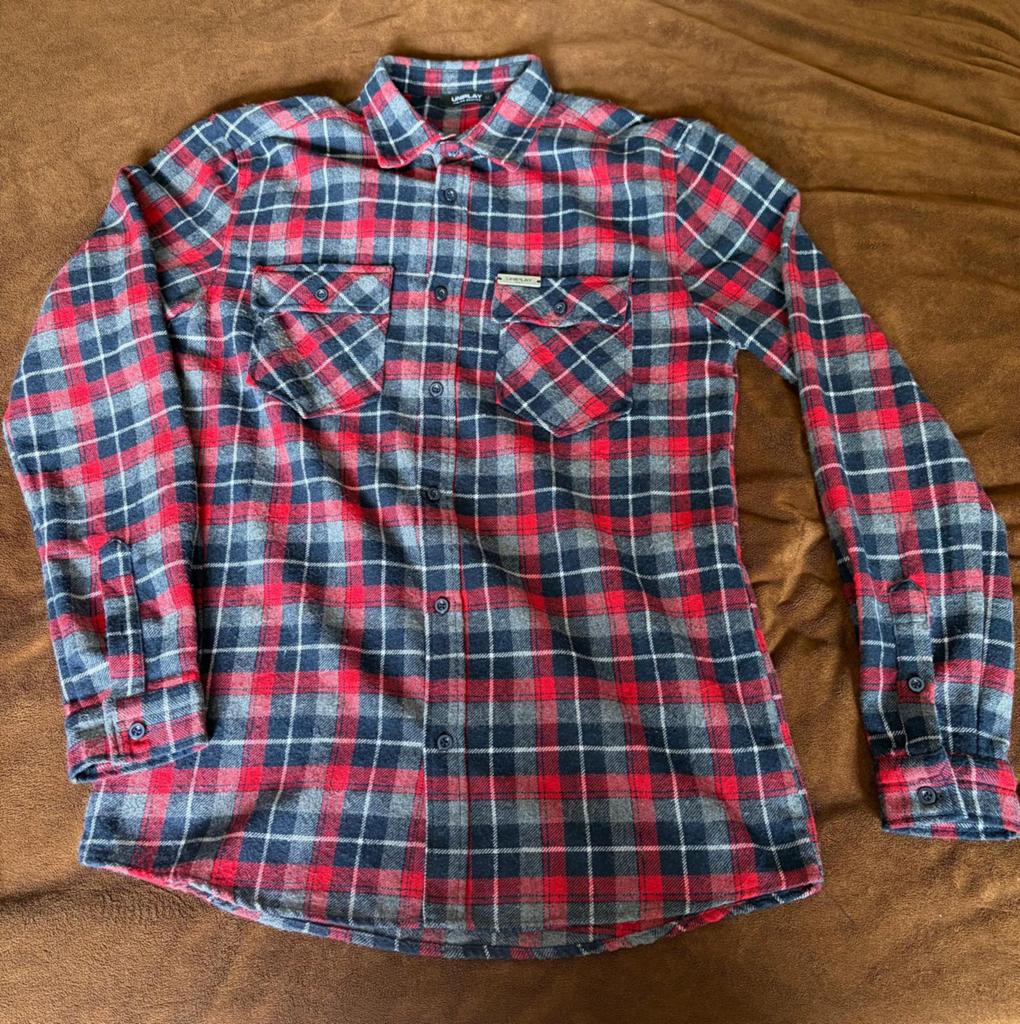 Uniqplay geruit flanellen overhemd - Maat M, Ophalen of Verzenden, Zo goed als nieuw, Rood, Halswijdte 39/40 (M)
