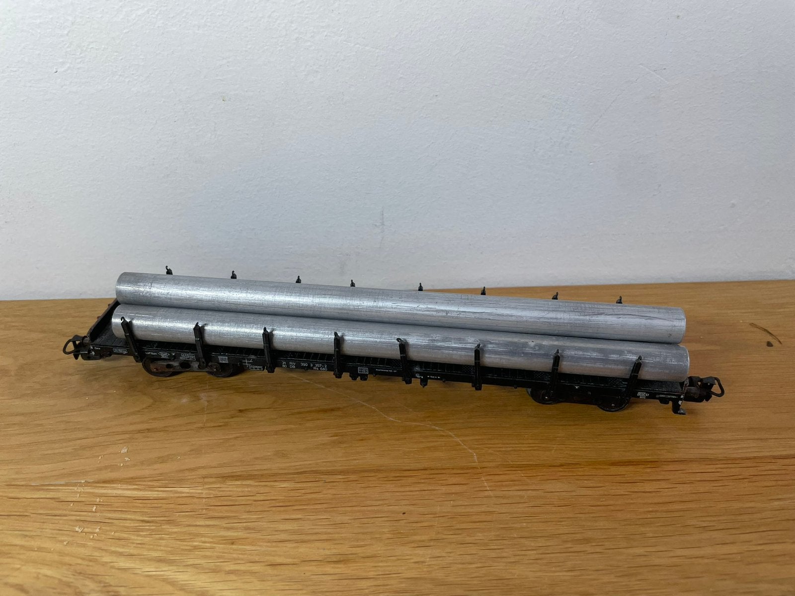 Marklin 4463 met aluminium buizen ,en houten balken, Wisselstroom, Wagon, Ophalen of Verzenden, Zo goed als nieuw
