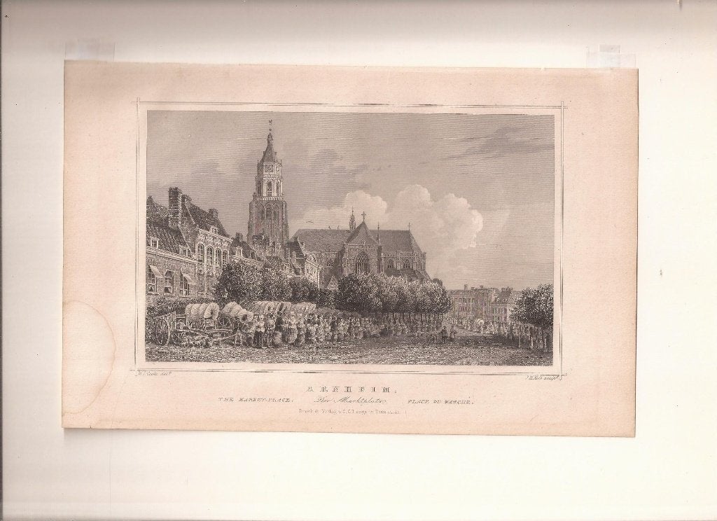 Arnhem Arnheim Der Marktplatz The Market-Place Place du Marc, 1800 - 1899, Stadsgezicht, Ophalen of Verzenden, Blanco verso