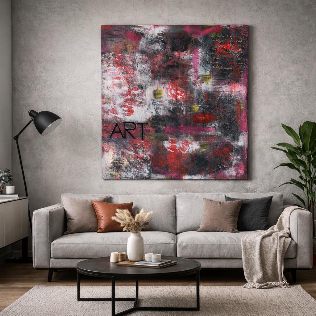 Groot abstract schilderij modern 80x100 – “Raw Expression”, Ophalen