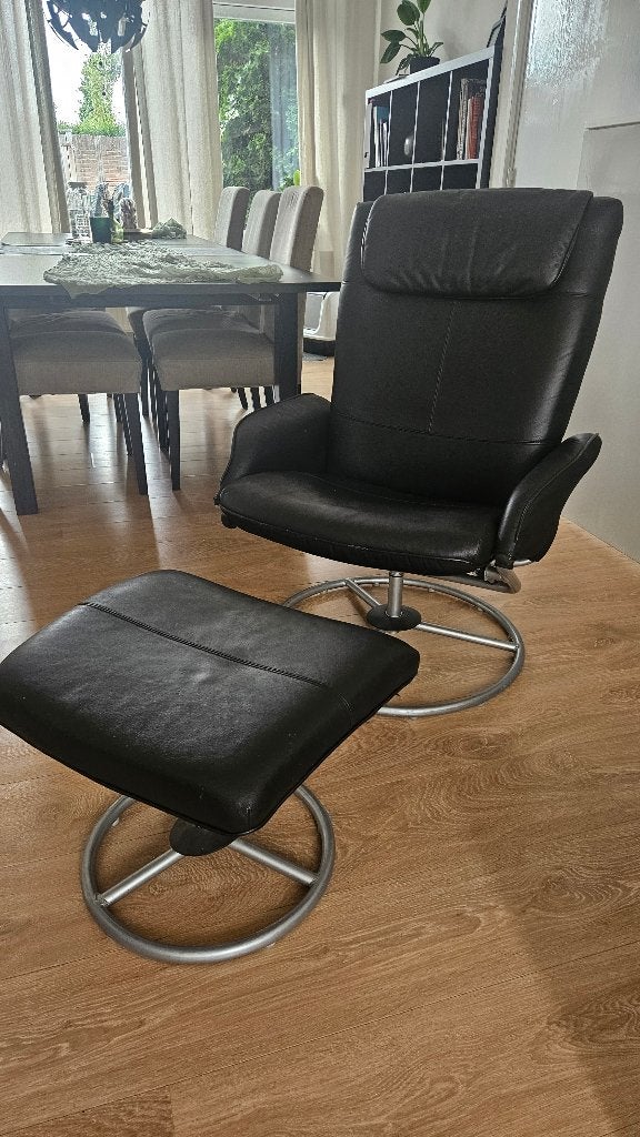 Zwart leren stoel (gratis af te halen), Ophalen, Gebruikt, Zwart, Eén