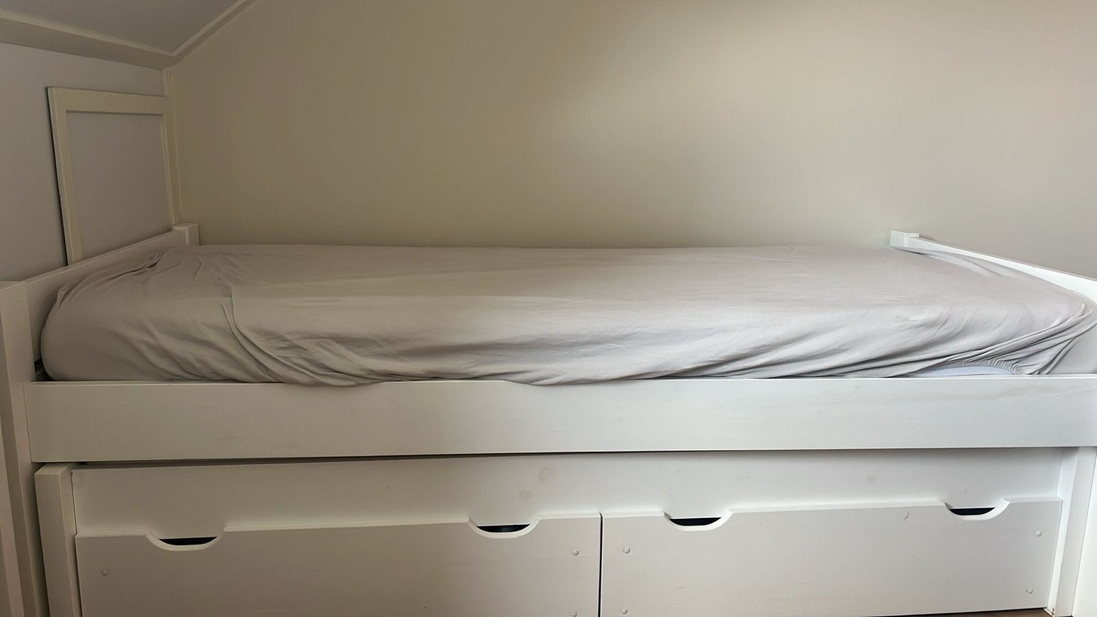 Rockwood eenpersoonsbed met uitschuifbed en lades, 100 cm, Eenpersoons, Wit, Ophalen of Verzenden