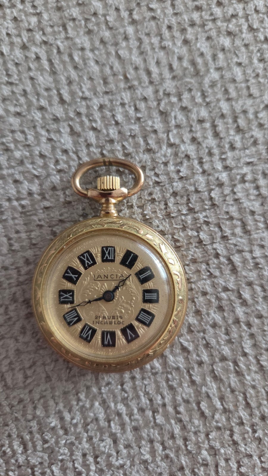 Vintage Lancia Zakhorloge - Verguld met Bloemmotief, Overige merken, Overige materialen, Zakhorloge, Verguld