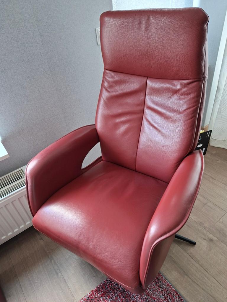 Comfortabele Relaxstoel Bordeaux Rood - Niet Elektrisch, Ophalen, Gebruikt, Leer, Eén