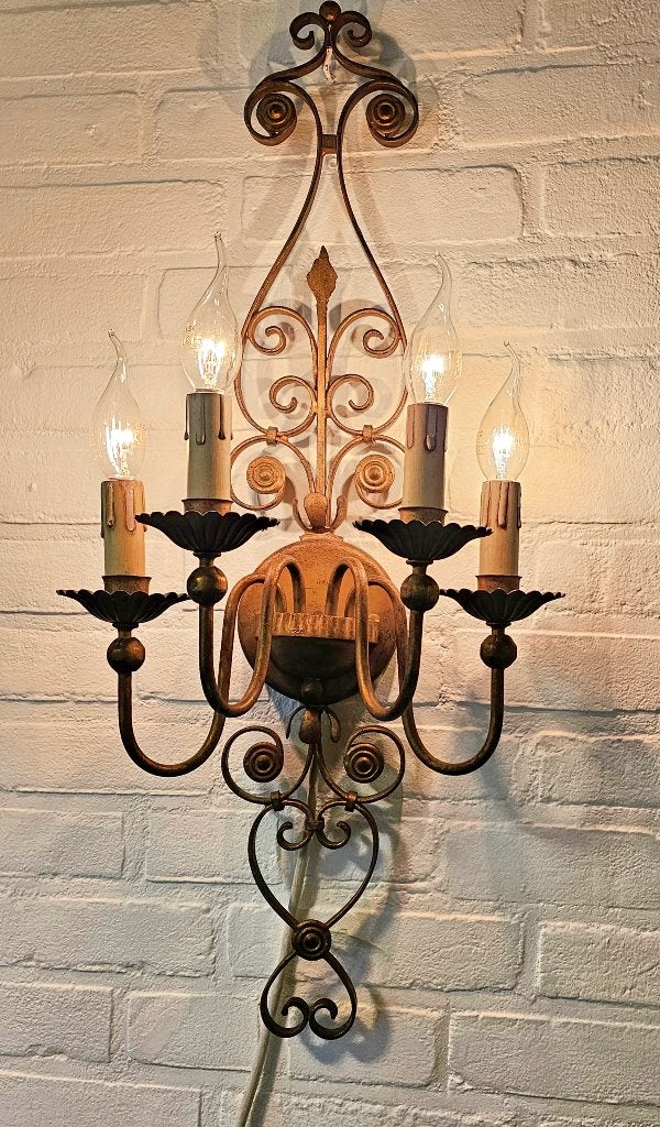 APARTE antieke Franse 4-lichts applique / wandlamp lamp, Ophalen of Verzenden