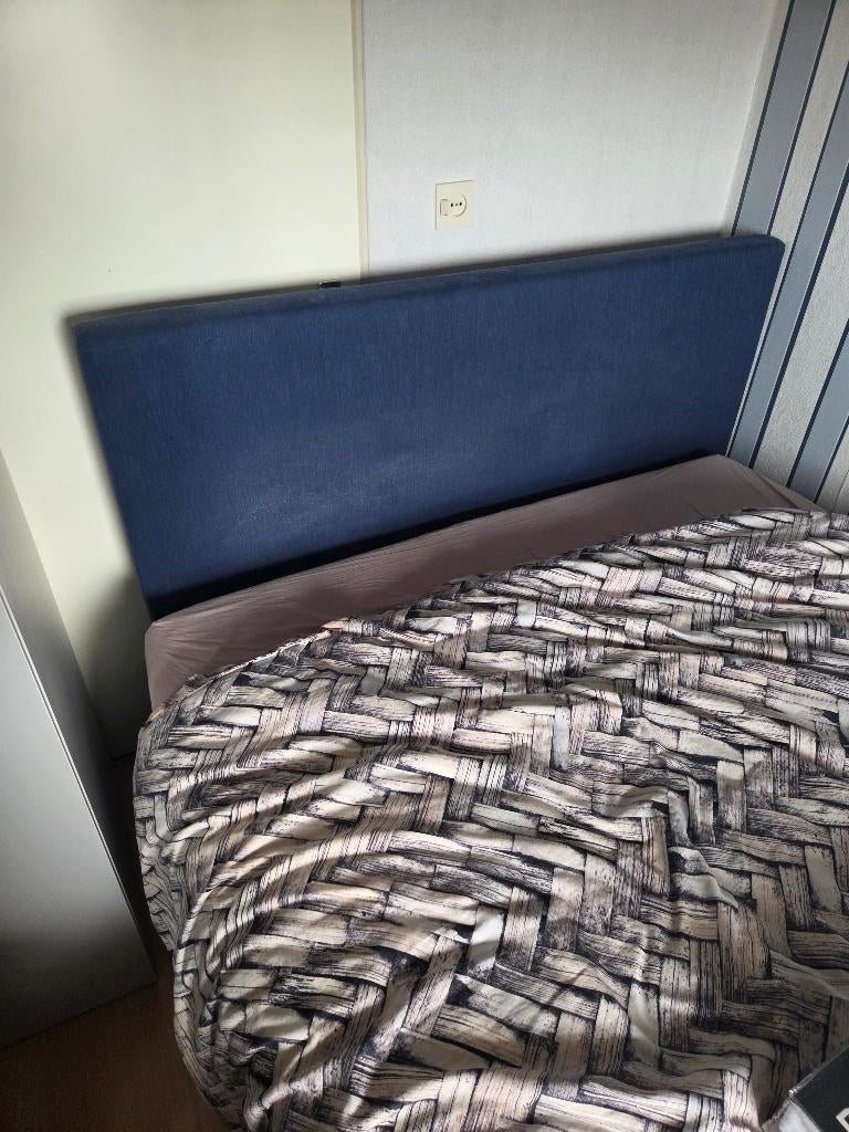 Nette fijne Swiss Sense boxspring, Ophalen, Gebruikt, Blauw, Tweepersoons