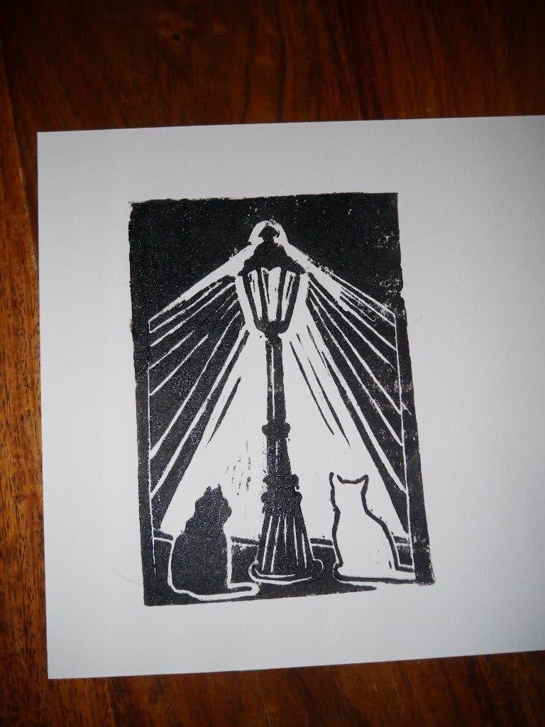 Lino print poezen, Ophalen of Verzenden
