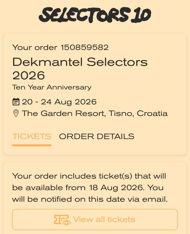 2x Dekmantel Selectors 2026 ticket, Eén persoon