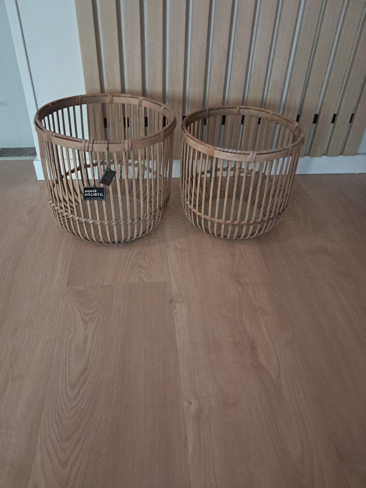 2 bamboe manden, Ophalen, Rond, Riet