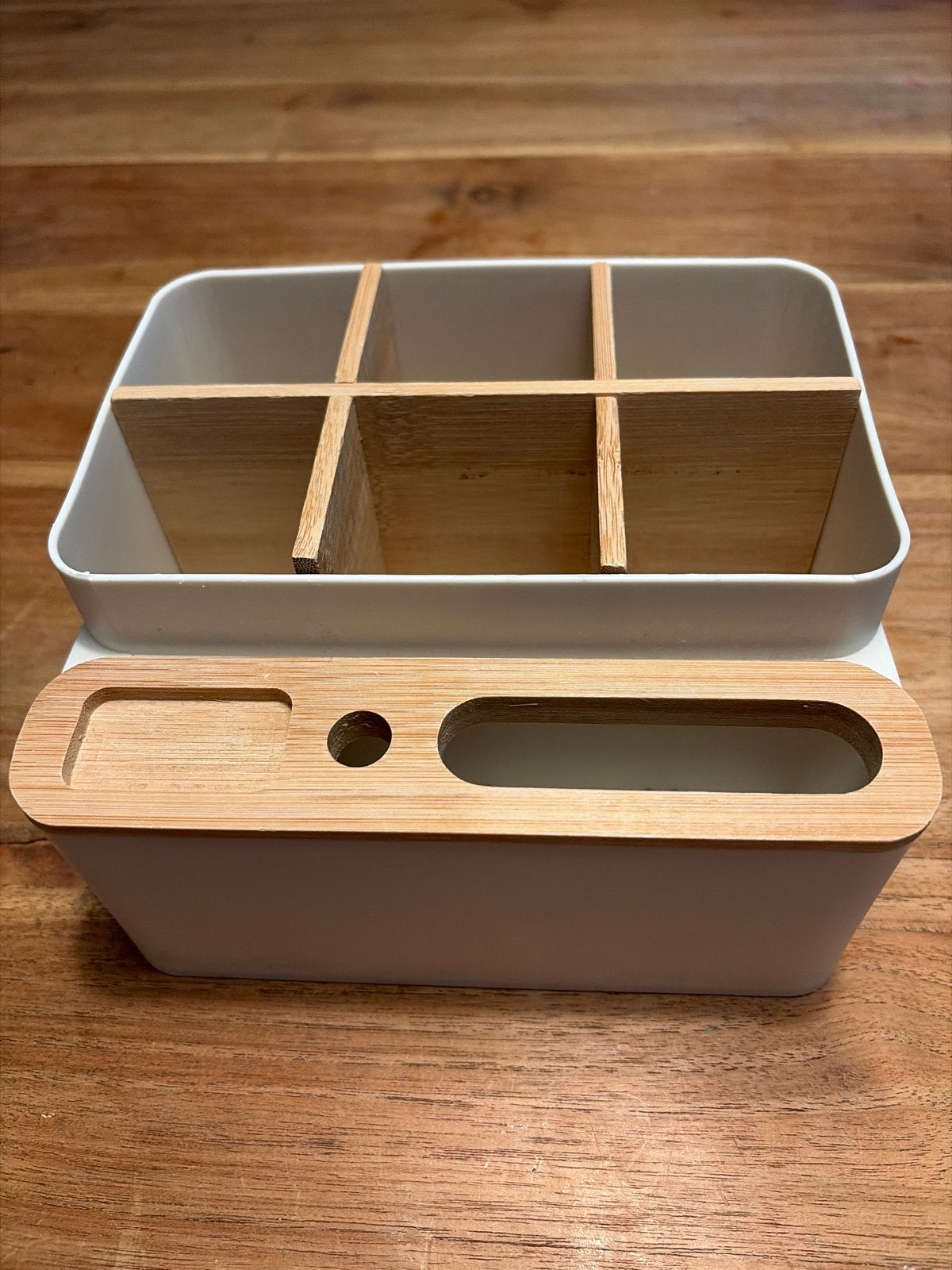 Bureau organizer met bamboe deksel en vakjes, Hout, Ophalen of Verzenden, Zo goed als nieuw, Modern