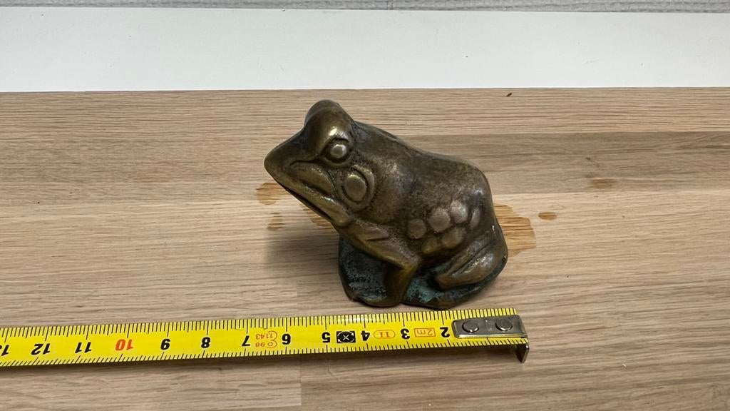 Vintage Messing Kikker – Decoratief Beeldje / Gelukskikker, Ophalen of Verzenden, Zo goed als nieuw