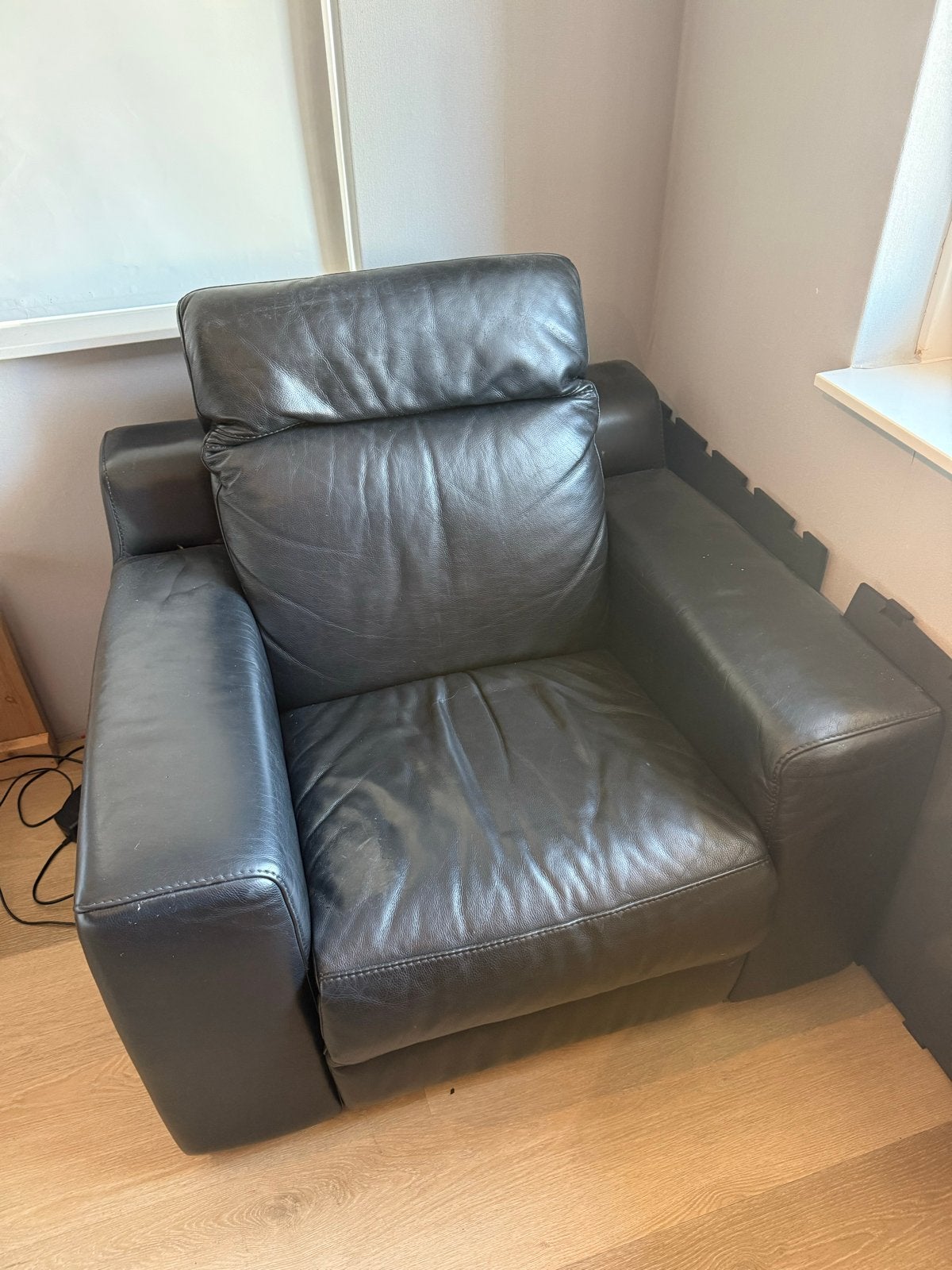 Domicil Leren Relaxfauteuil en 2-zitsbank met relaxfunctie, Ophalen, Gebruikt, Leer