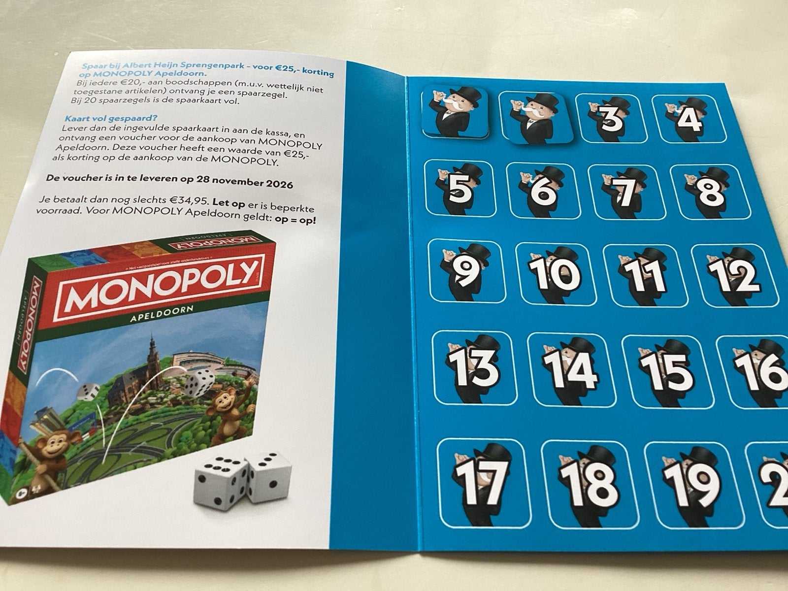 Zegels gevraagd voor een monopoly spel Apeldoorn Spengenpark, Albert Heijn, Ophalen of Verzenden