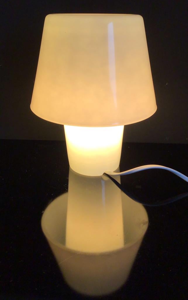Glazen paddenstoel tafellamp  + vintage IKEA Gavik +, Huis en Inrichting, Lampen | Tafellampen, Ophalen of Verzenden, Modern, Minder dan 50 cm