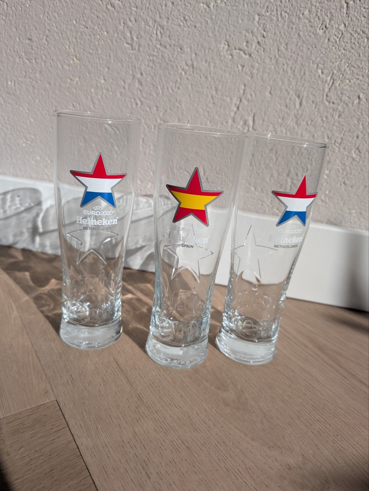 2020 Heineken bier glazen WK, Spanje en Nederland, Verzamelen, Ophalen, Zo goed als nieuw, Glas of Glazen, Heineken
