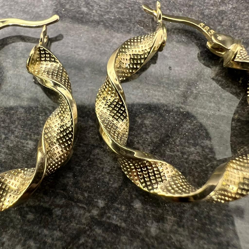 Gouden oorbellen wokkels 14 karaat goud, Ophalen of Verzenden, Nieuw, Goud