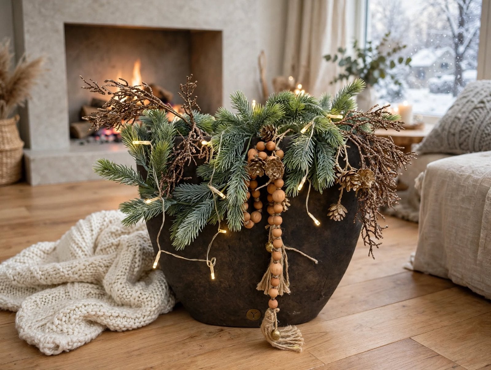 Zwarte pot met kerstgroen, Ophalen, Zo goed als nieuw