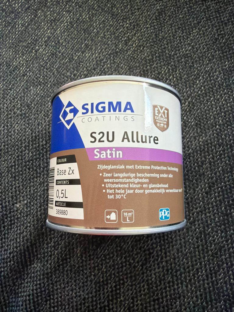 Sigma S2U Allure Satin Zijdeglanslak 0,5L RAL 9004, Doe-het-zelf en Verbouw, Ophalen of Verzenden, Nieuw, Overige typen
