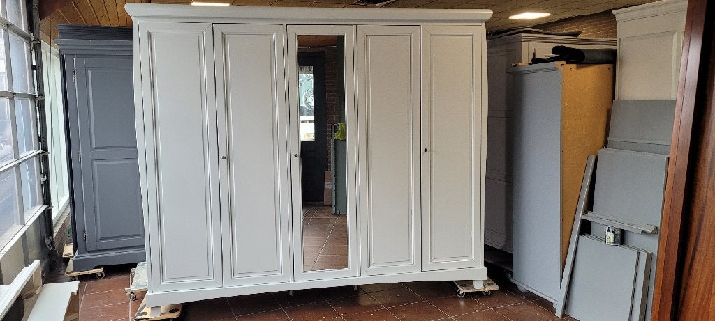 Landelijke brocante garderobe houten kasten, slaapkamerkast, Ophalen, 200 cm of meer, Zo goed als nieuw, 200 cm of meer