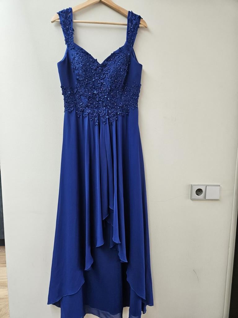 Lange galajurk Juju & Christine, Maat 38/40 (M), Galajurk, Blauw, Ophalen of Verzenden