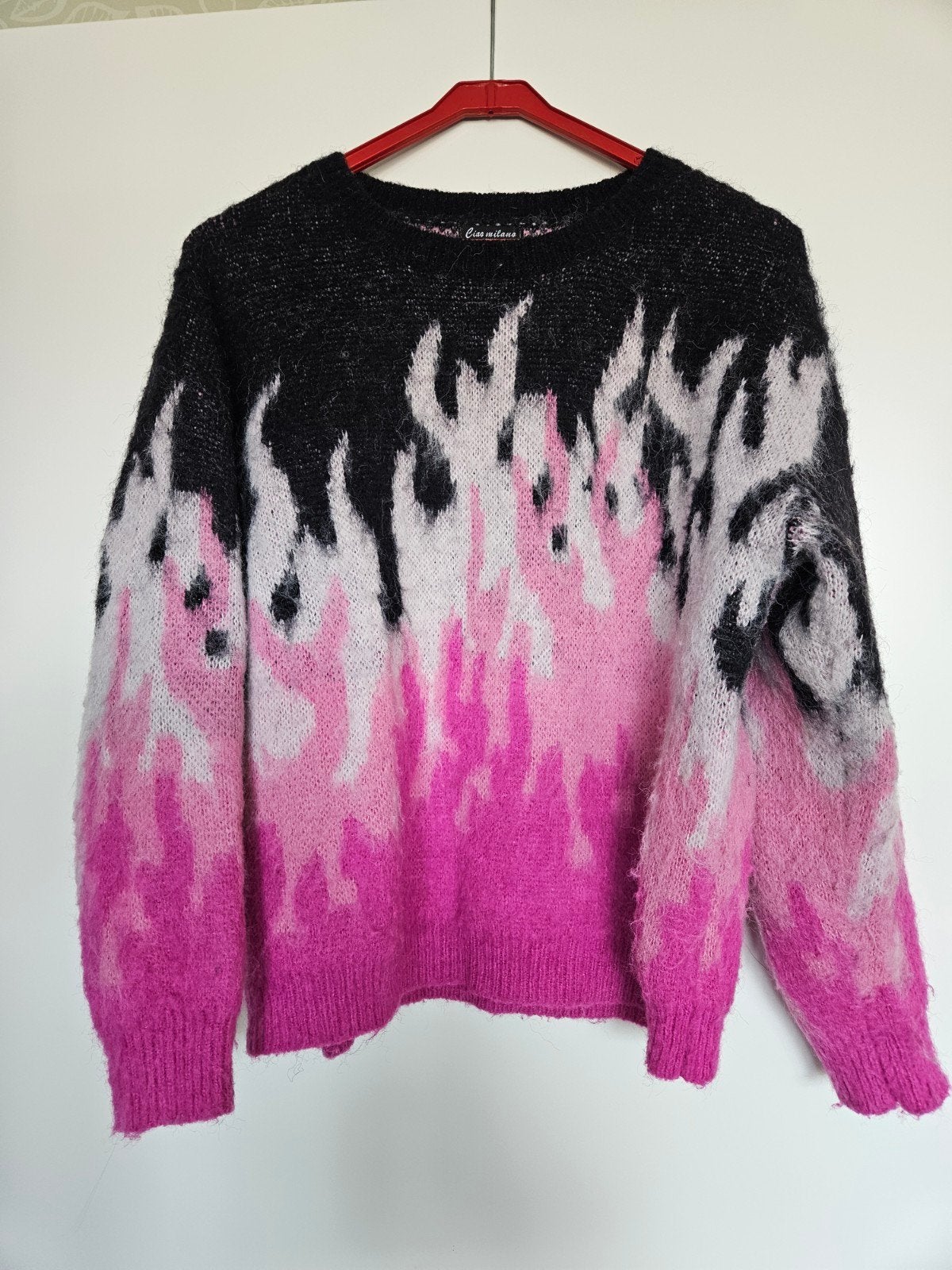 Vintage trui roze, wit, zwart maat M / 38, Kleding | Dames, Maat 38/40 (M), Cia milano, Ophalen of Verzenden, Roze