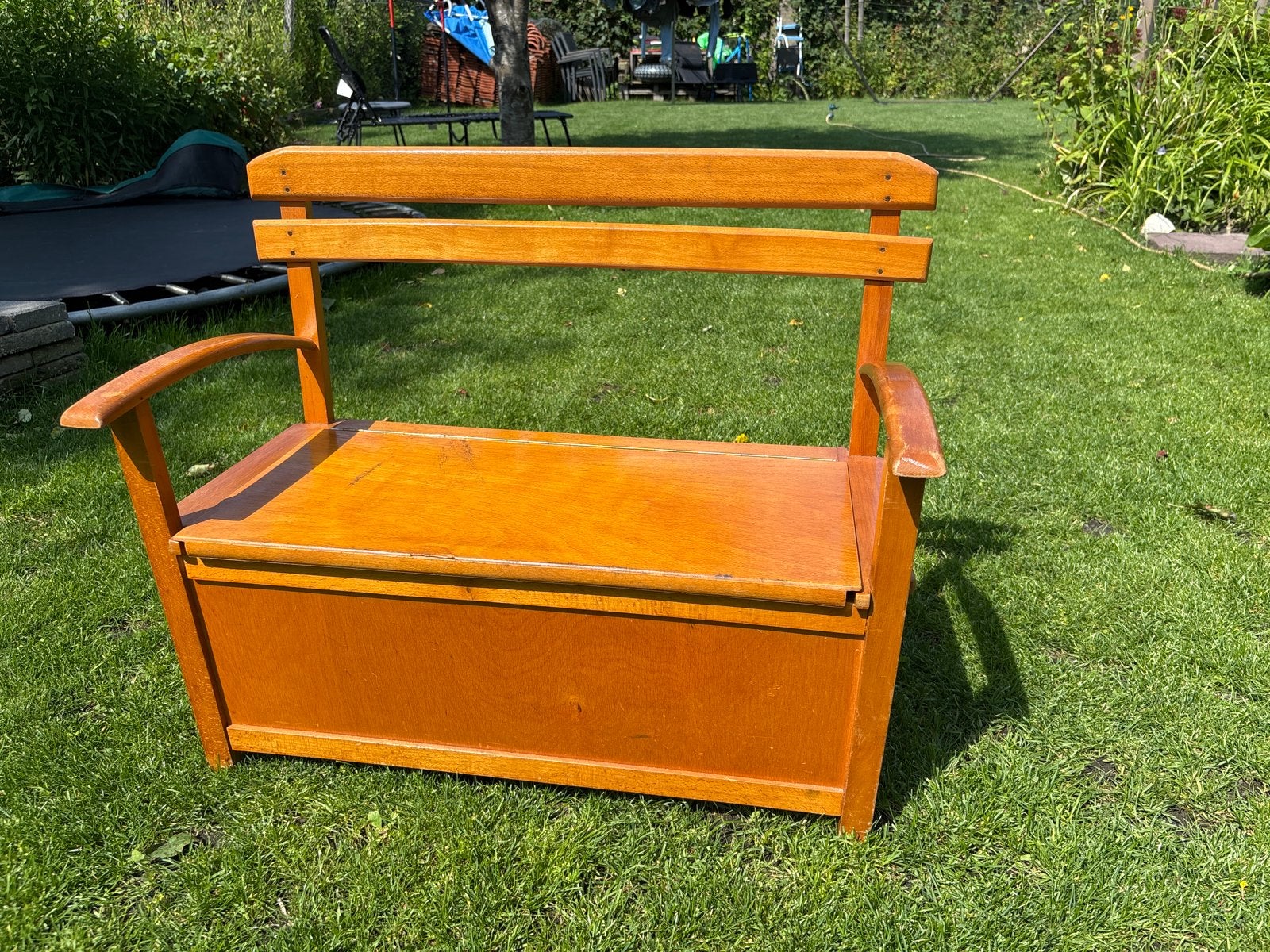 Vintage houten kinderbankje met opbergruimte, Ophalen