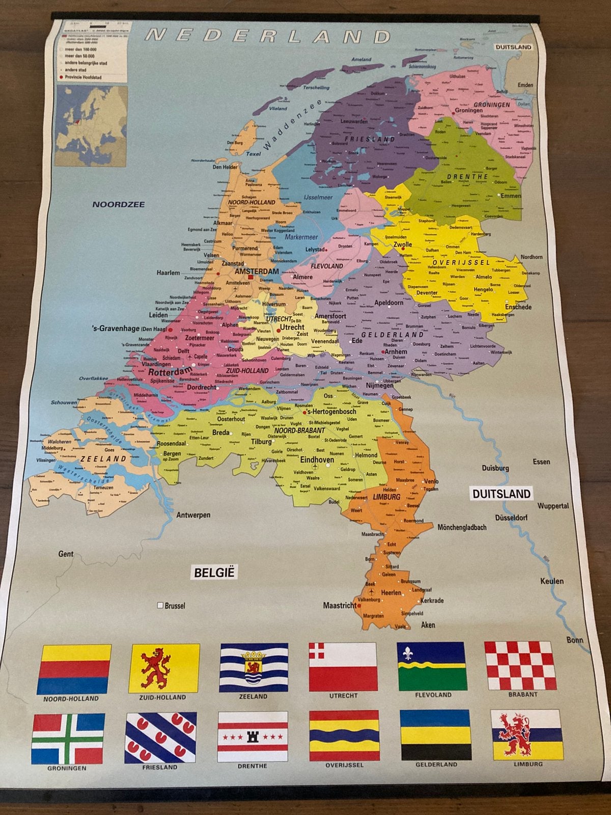Poster Nederland wandkaart, Ophalen, 1800 tot 2000, Nederland, Landkaart