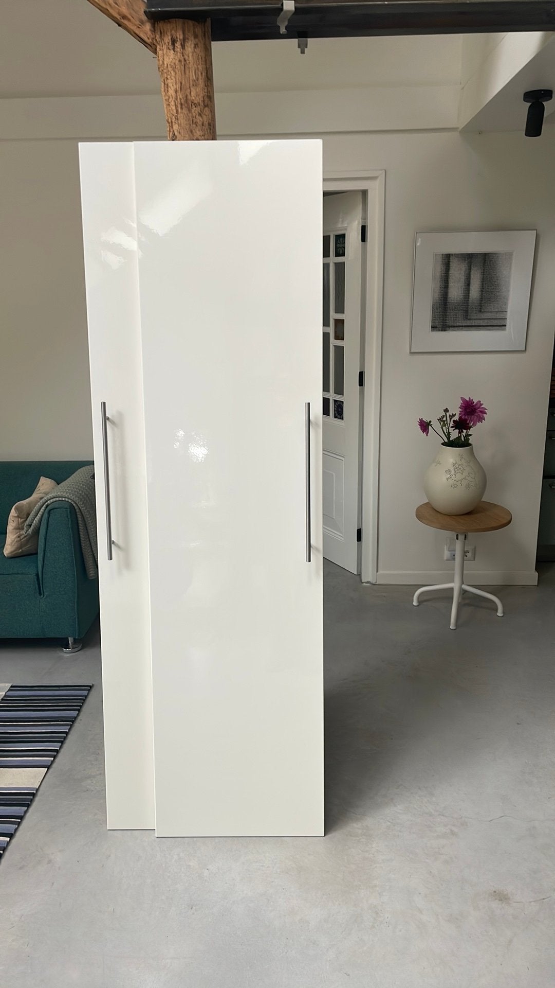 2 Ikea Pax Fardal deuren wit + scharnieren en handgrepen, Ophalen, Kunststof, Gebruikt, Minder dan 80 cm