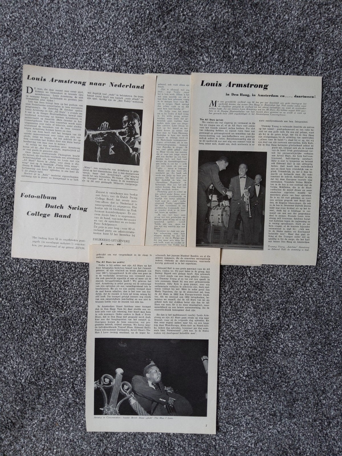 Louis Armstrong: komserten Den Haag,  Amsterdam, Ophalen of Verzenden, Gebruikt, Boek, Tijdschrift of Artikel