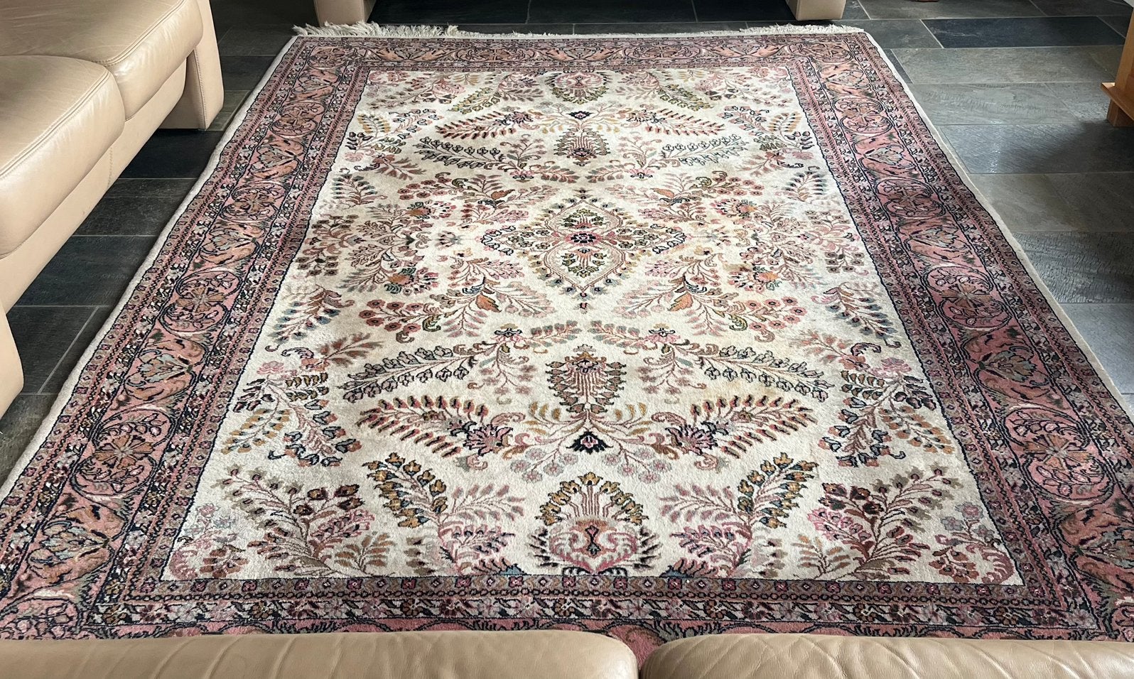 Groot Perzisch tapijt (zachte kleuren), Ophalen, Gebruikt, Beige, 200 cm of meer