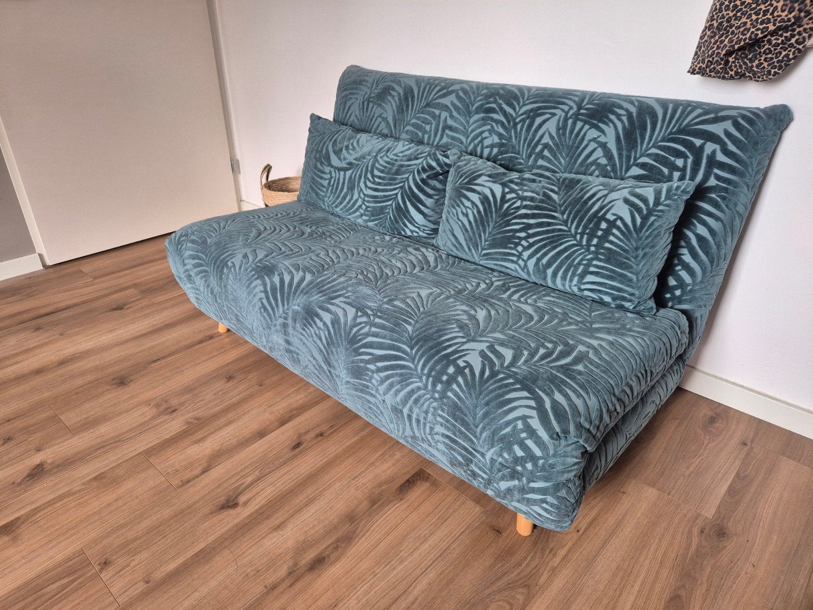 Slaapbank / Bedbank met palmbladprint Maison du Monde - Zo g, Ophalen, Blauw, Tweepersoons, 140 cm