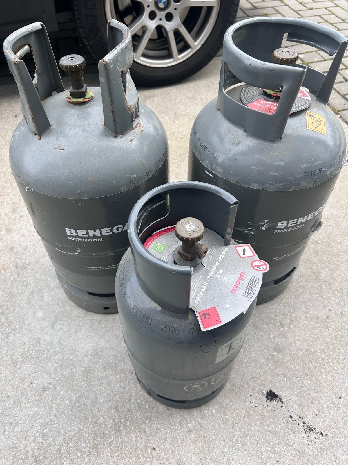 Benegas Professional propaan gasflessen (3 stuks) leeg, Ophalen, Gebruikt