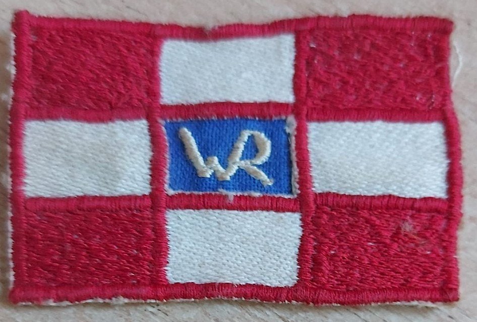 StoomvaartMij: Rotterdamse LLoyd - Vlagbadge WR (Ruys&Zonen), Verzamelen, Scheepvaart, Ophalen of Verzenden, Zo goed als nieuw